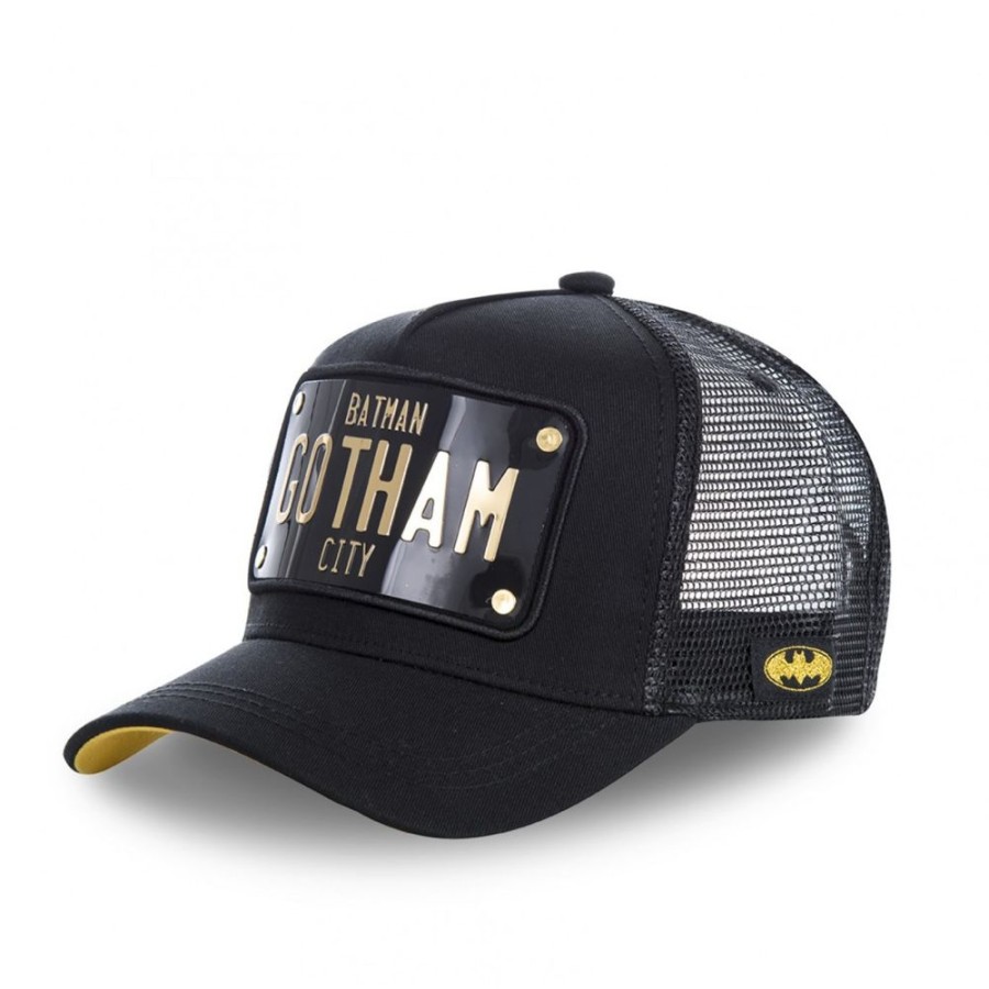 Casquettes CAPSLAB | Casquette Capslab Dc Comics Gotham Noir Avec Filet