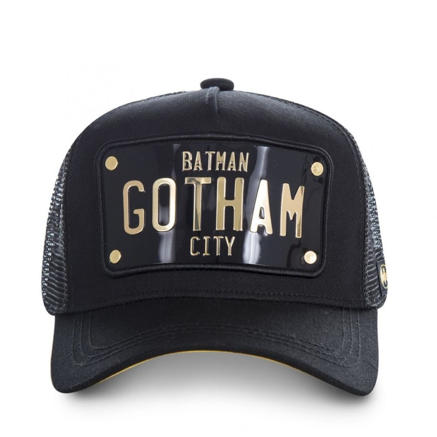 Casquettes CAPSLAB | Casquette Capslab Dc Comics Gotham Noir Avec Filet