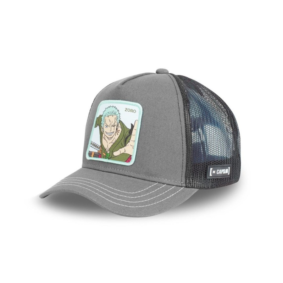 Casquettes CAPSLAB | Casquette Trucker One Piece Roronoa Zoro Snapback Gris Capslab