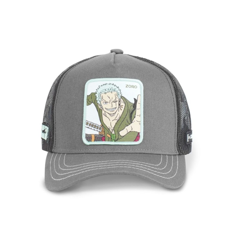 Casquettes CAPSLAB | Casquette Trucker One Piece Roronoa Zoro Snapback Gris Capslab