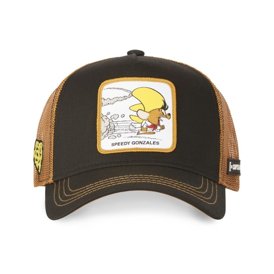 Casquettes CAPSLAB | Casquette Trucker Looney Tunes Snapback Marron Capslab