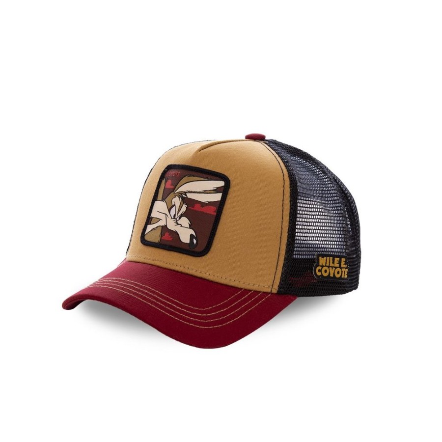 Casquettes CAPSLAB | Casquette Capslab Looney Tunes Coyote Marron Et Rouge