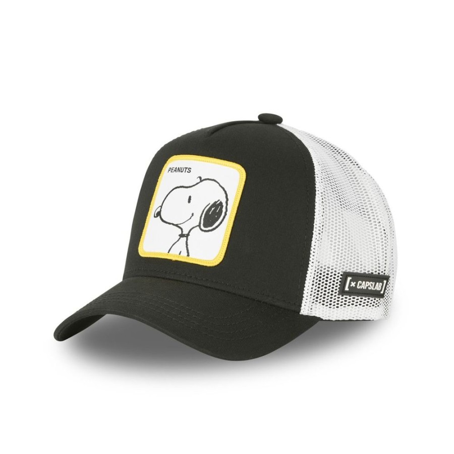 Casquettes CAPSLAB | Casquette Trucker Peanuts Snoopy Snapback Noir Capslab