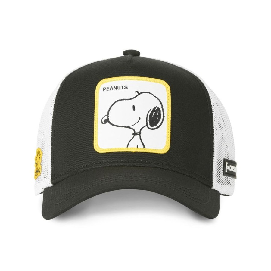 Casquettes CAPSLAB | Casquette Trucker Peanuts Snoopy Snapback Noir Capslab