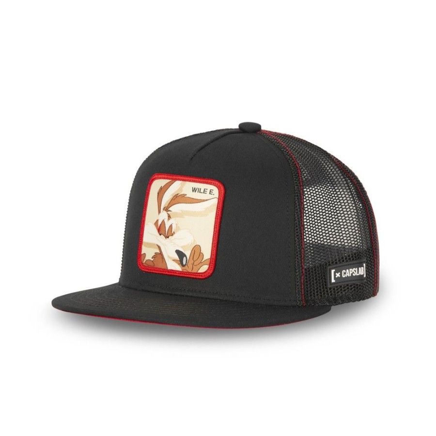 Casquettes CAPSLAB | Casquette Trucker Looney Tunes Coyote Snapback Noir Capslab