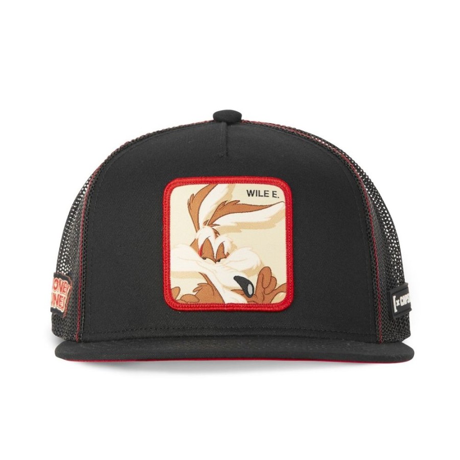 Casquettes CAPSLAB | Casquette Trucker Looney Tunes Coyote Snapback Noir Capslab