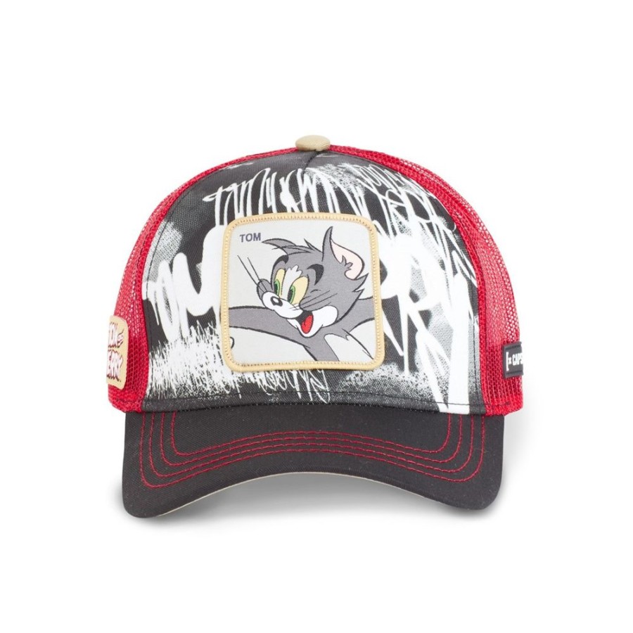 Casquettes CAPSLAB | Casquette Trucker Tom And Jerry Snapback Noir Capslab