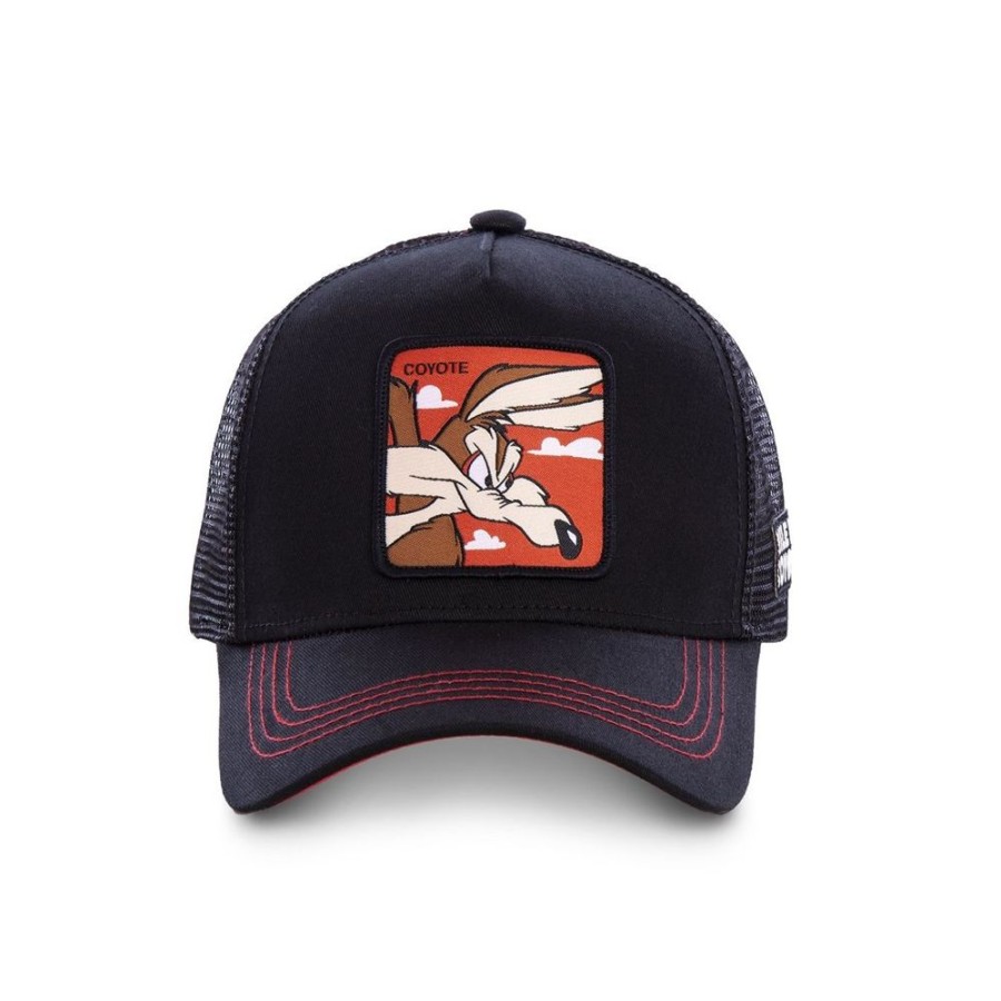 Casquettes CAPSLAB | Casquette Trucker Looney Tunes Coyote Snapback Noir Capslab