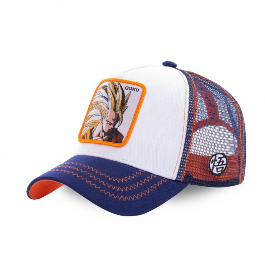 Casquettes CAPSLAB | Casquette Trucker Dragon Ball Z Goku Snapback Blanc Capslab