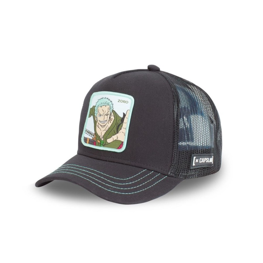 Casquettes CAPSLAB | Casquette Trucker One Piece Roronoa Zoro Snapback Noir Capslab