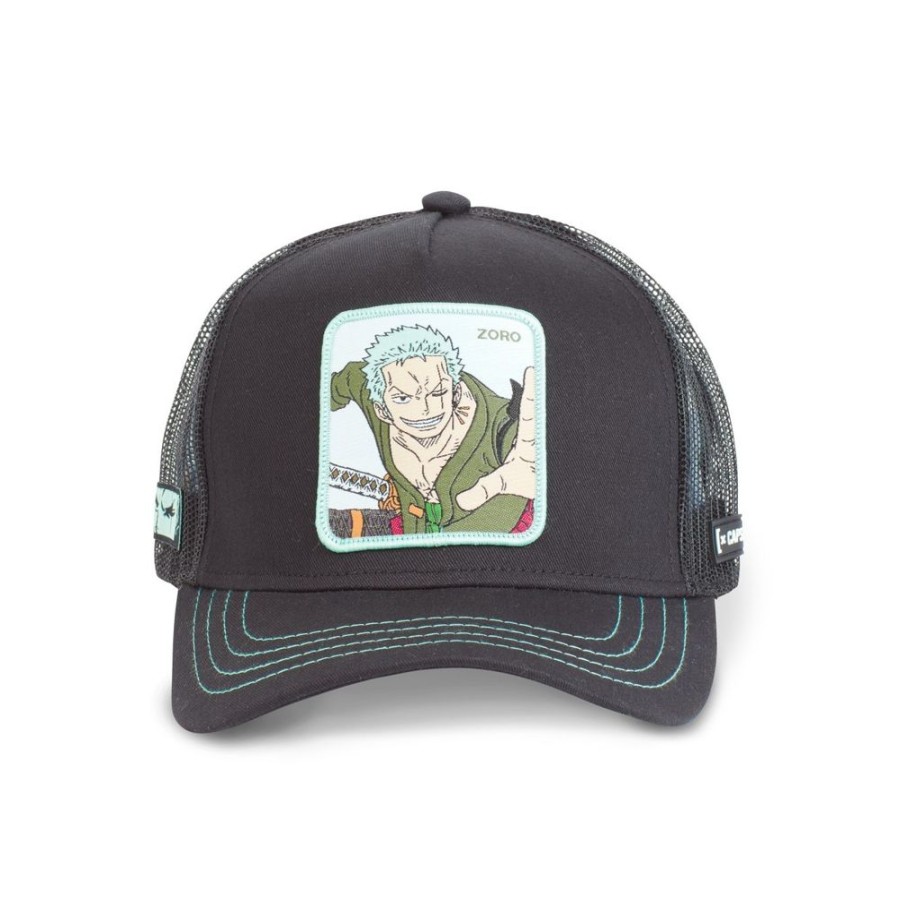 Casquettes CAPSLAB | Casquette Trucker One Piece Roronoa Zoro Snapback Noir Capslab