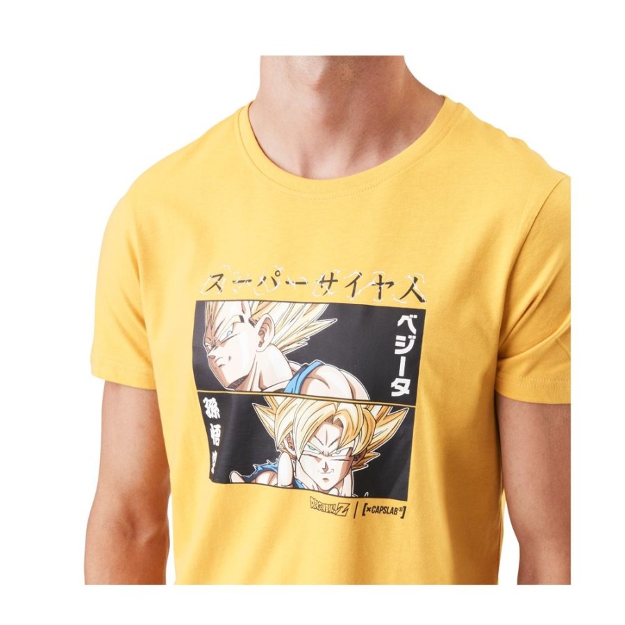 T-Shirts & Sweats CAPSLAB Dragon Ball Z | T-Shirt Dragon Ball Z Goku, Vegeta Homme Jaune Capslab