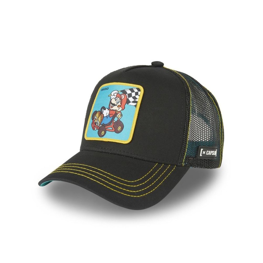 Casquettes CAPSLAB | Casquette Trucker Mario Kart Snapback Noir Capslab