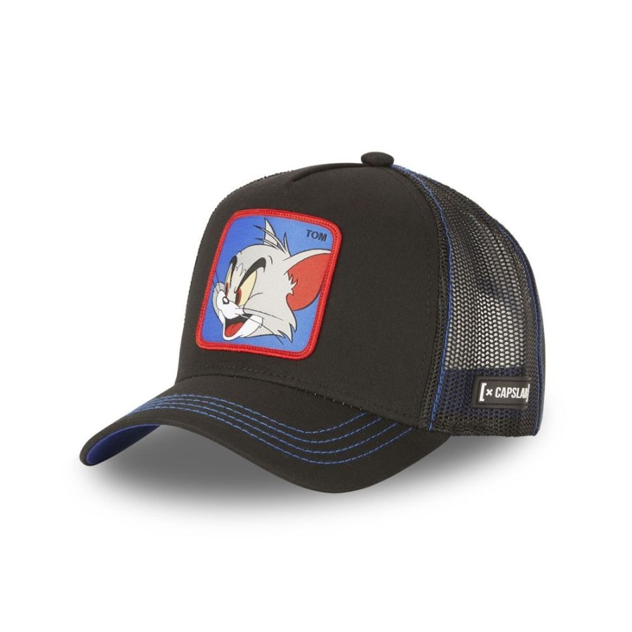 Casquettes CAPSLAB | Casquette Trucker Tom And Jerry Snapback Noir Capslab