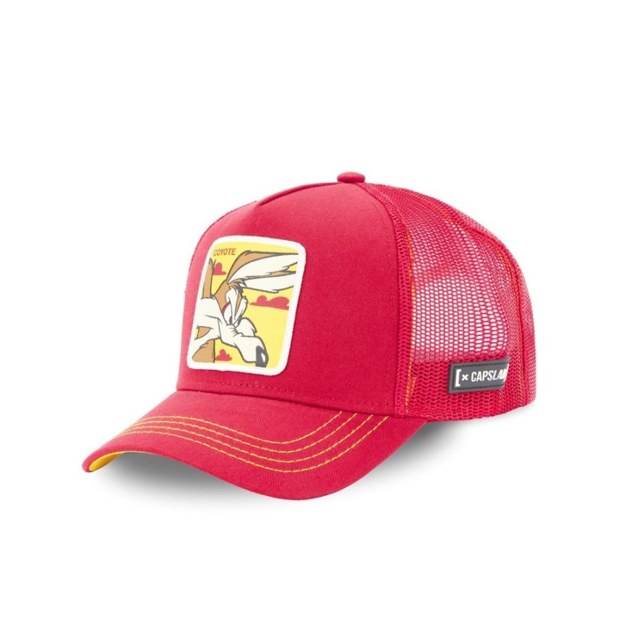 Casquettes CAPSLAB | Casquette Trucker Looney Tunes Coyote Snapback Rouge Capslab