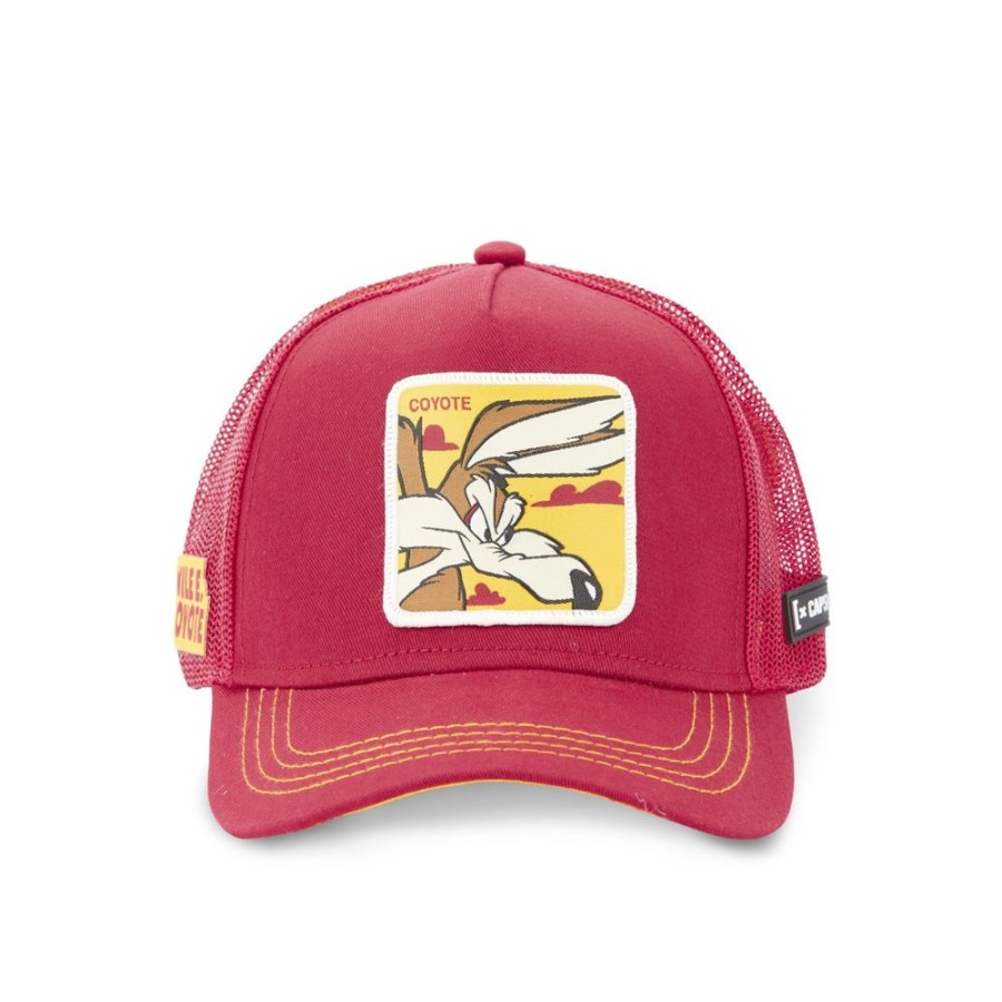 Casquettes CAPSLAB | Casquette Trucker Looney Tunes Coyote Snapback Rouge Capslab