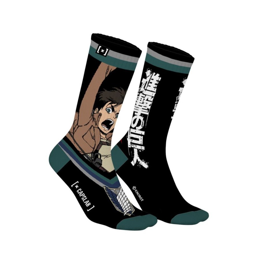 Chaussettes CAPSLAB | Paires De Chaussettes Attack On Titan Eren - Noire - Capslab