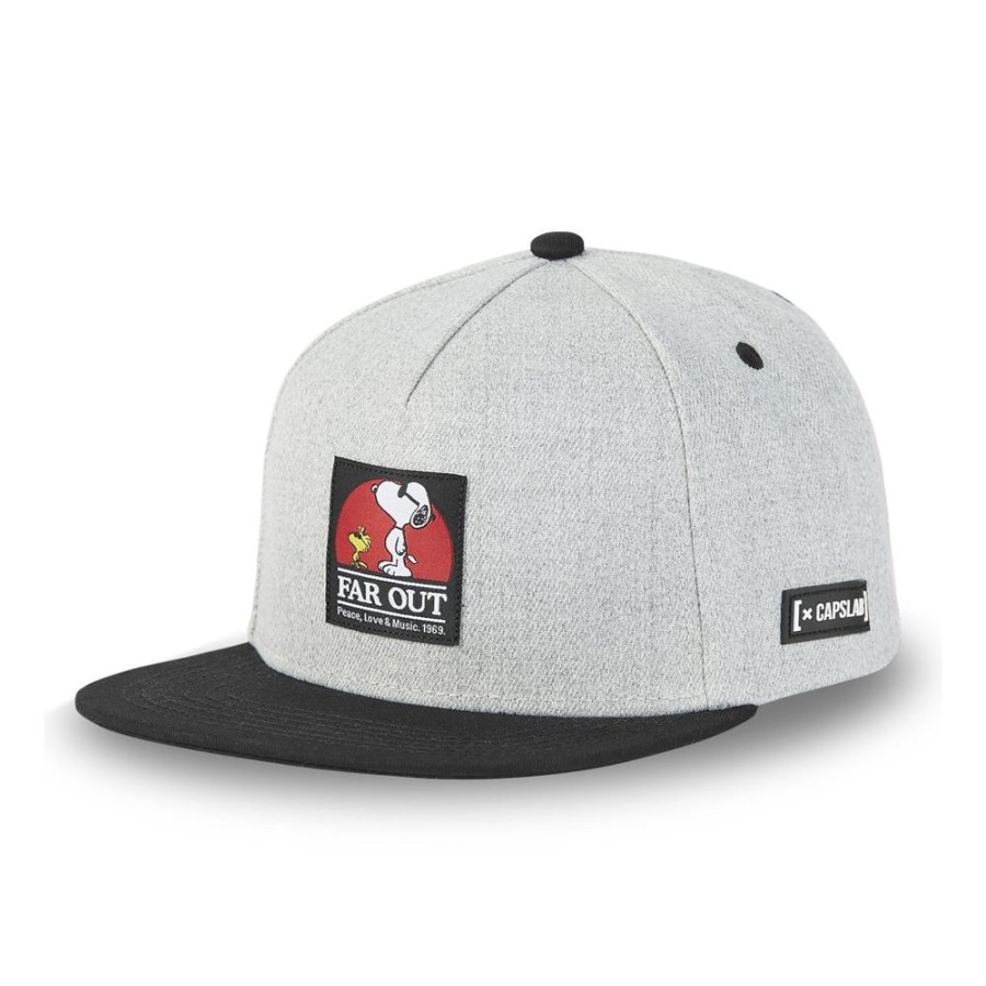 Casquettes CAPSLAB | Casquette Baseball Peanuts Snoopy Snapback Gris Capslab