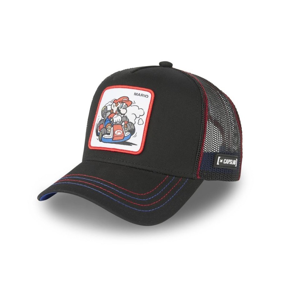 Casquettes CAPSLAB | Casquette Trucker Mario Kart Snapback Noir Capslab