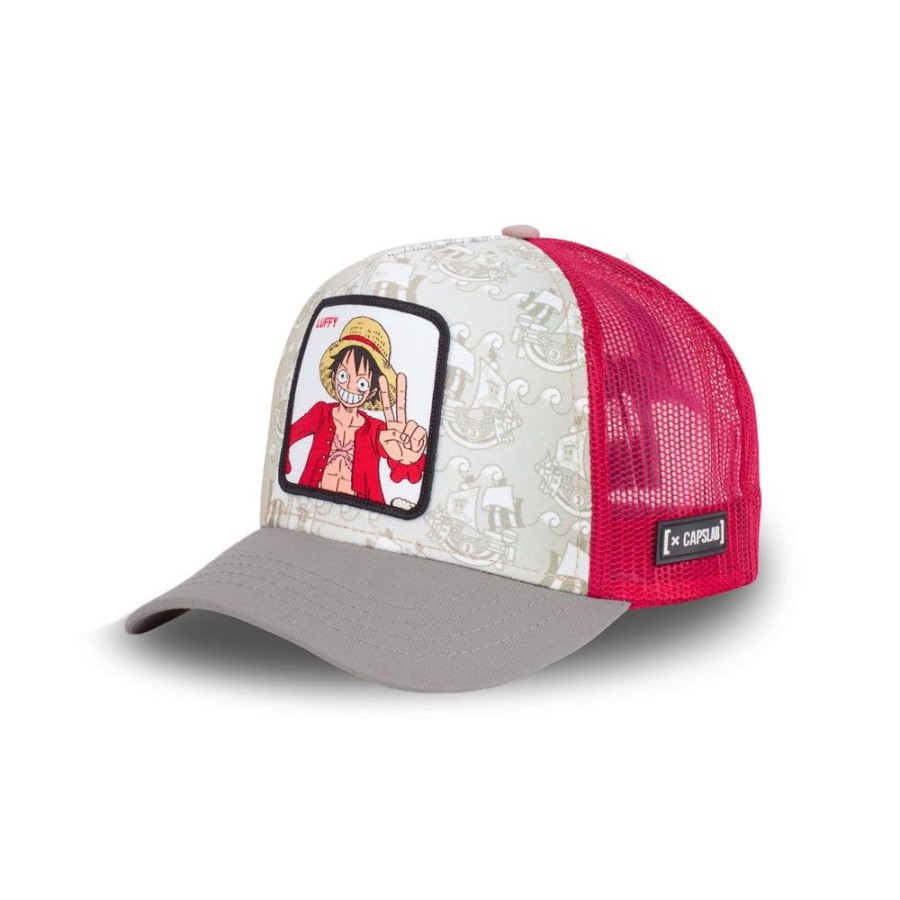 Casquettes CAPSLAB | Casquette Trucker One Piece Luffy Snapback Beige Capslab