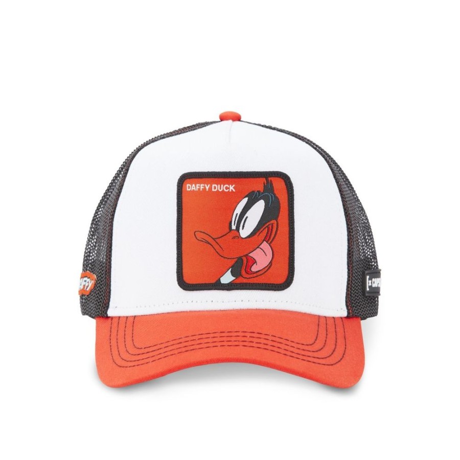 Casquettes CAPSLAB | Casquette Trucker Looney Tunes Daffy Duck Snapback Blanc Capslab