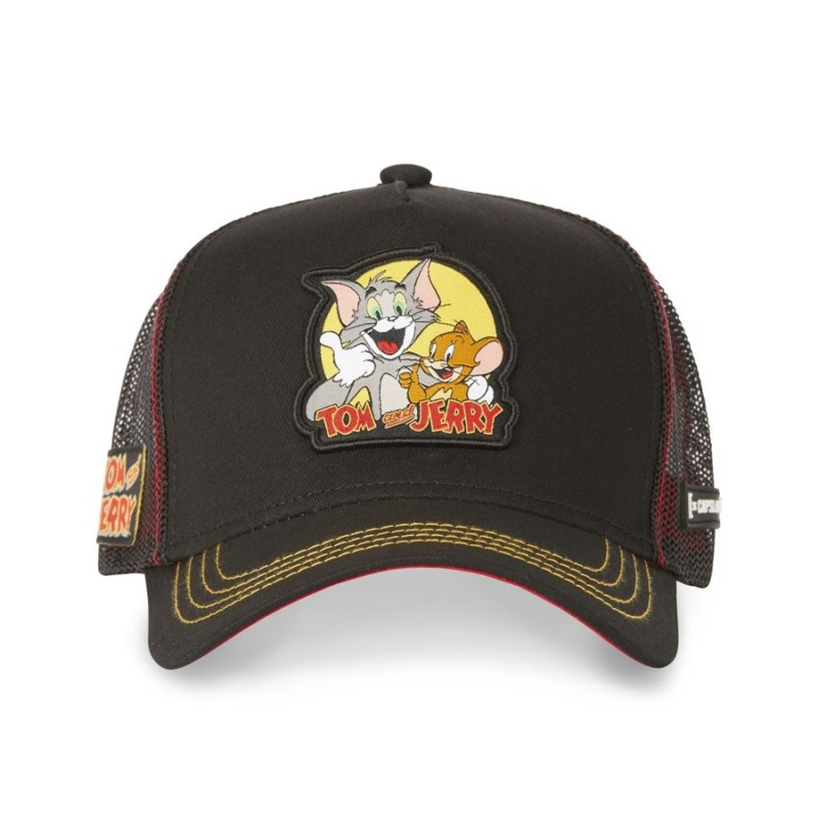 Casquettes CAPSLAB | Casquette Trucker Tom And Jerry Snapback Noir Capslab