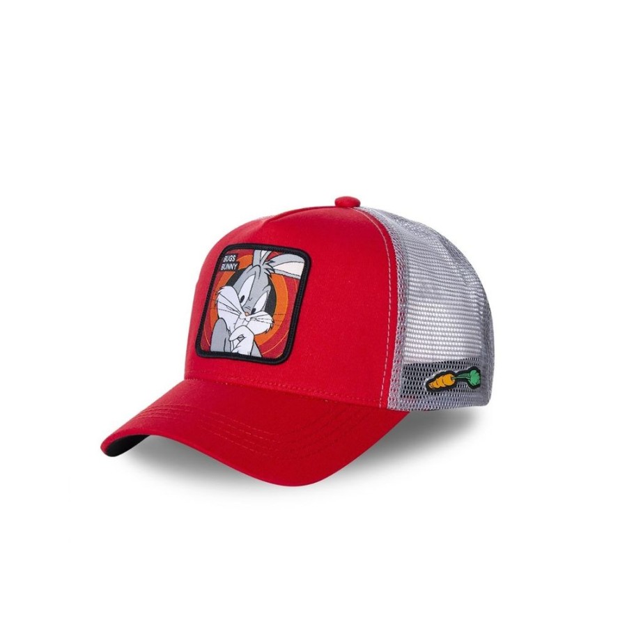 Casquettes CAPSLAB | Casquette Trucker Looney Tunes Bugs Bunny Snapback Rouge Capslab