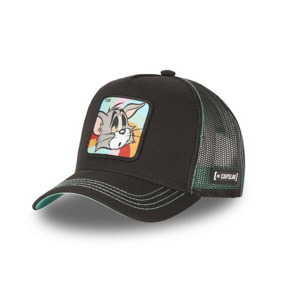 Casquettes CAPSLAB | Casquette Trucker Tom And Jerry Snapback Noir Capslab