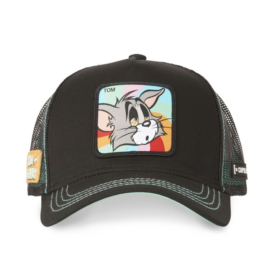 Casquettes CAPSLAB | Casquette Trucker Tom And Jerry Snapback Noir Capslab