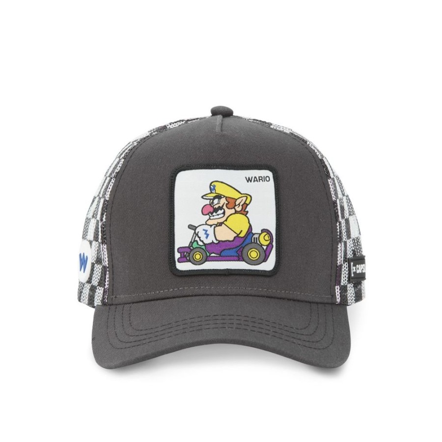 Casquettes CAPSLAB | Casquette Trucker Mario Kart Wario Snapback Gris Capslab