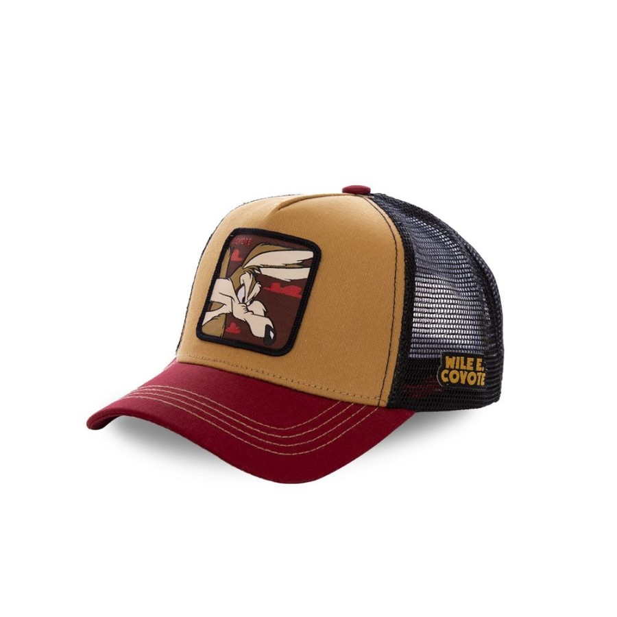 Casquettes CAPSLAB | Casquette Trucker Looney Tunes Coyote Snapback Orange Capslab