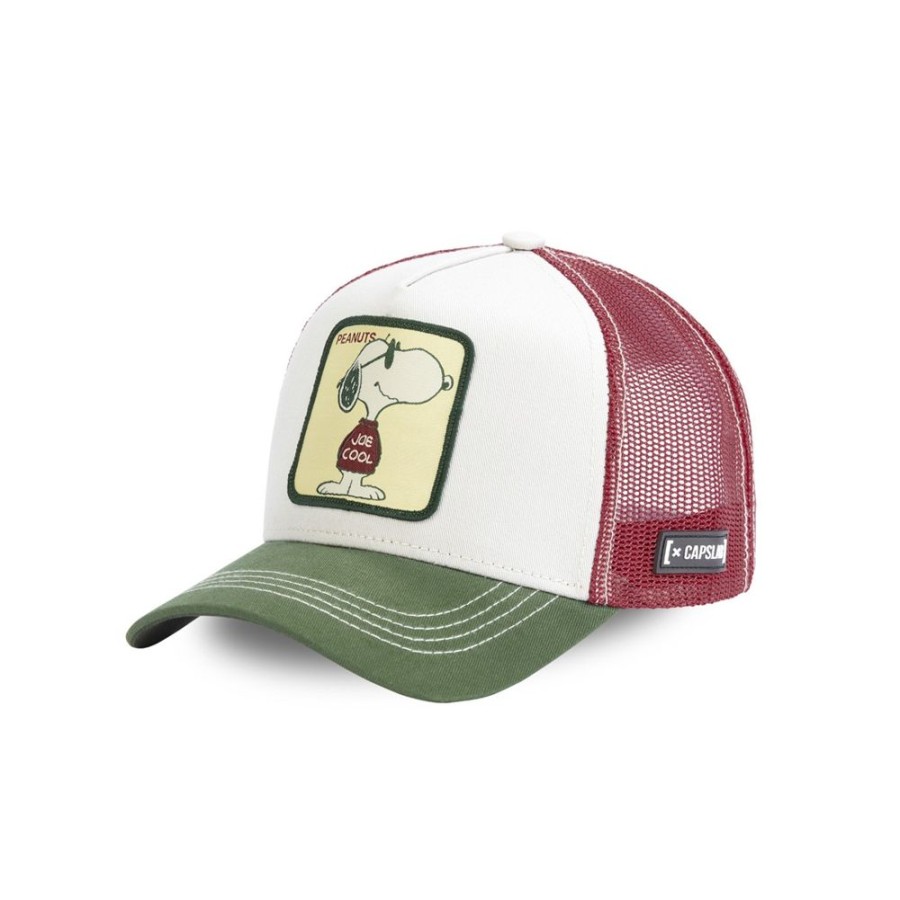 Casquettes CAPSLAB | Casquette Trucker Peanuts Snoopy Snapback Beige Capslab