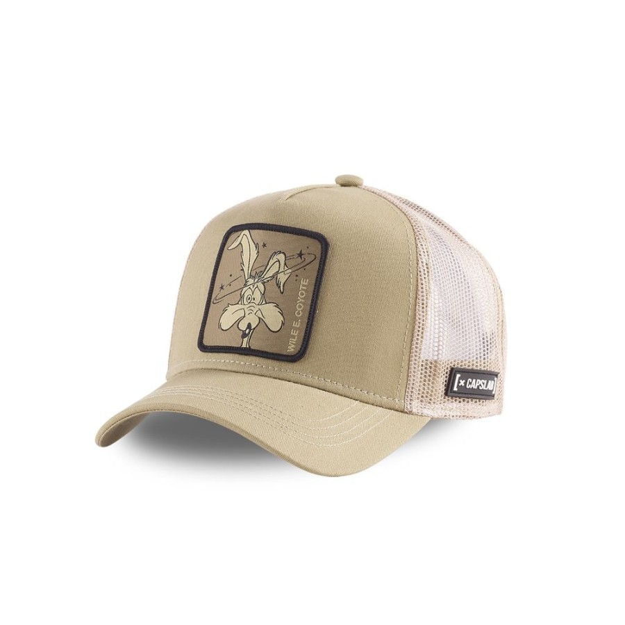 Casquettes CAPSLAB | Casquette Trucker Looney Tunes Coyote Snapback Beige Capslab