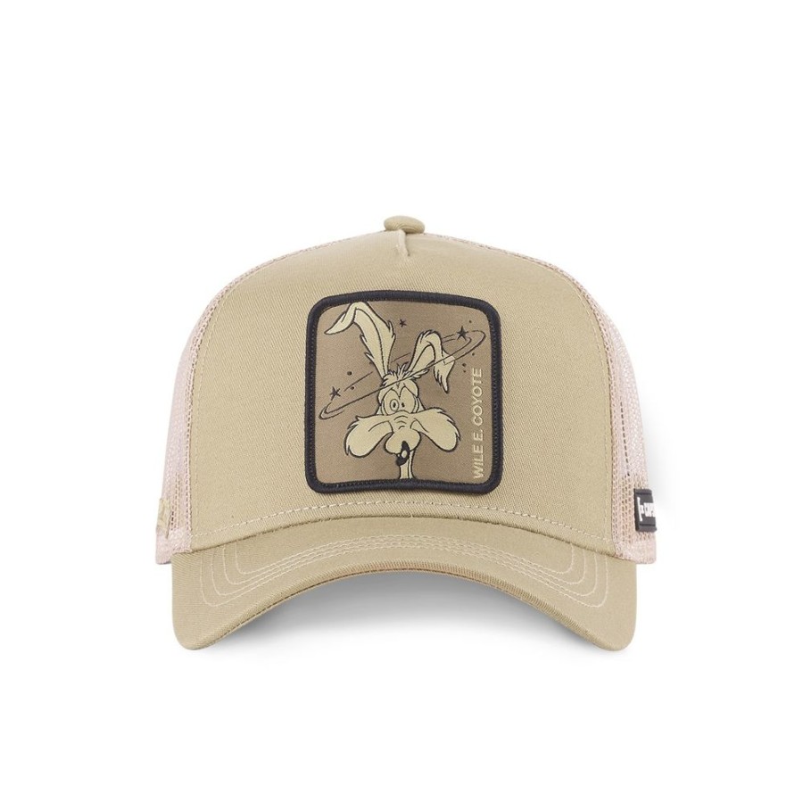 Casquettes CAPSLAB | Casquette Trucker Looney Tunes Coyote Snapback Beige Capslab