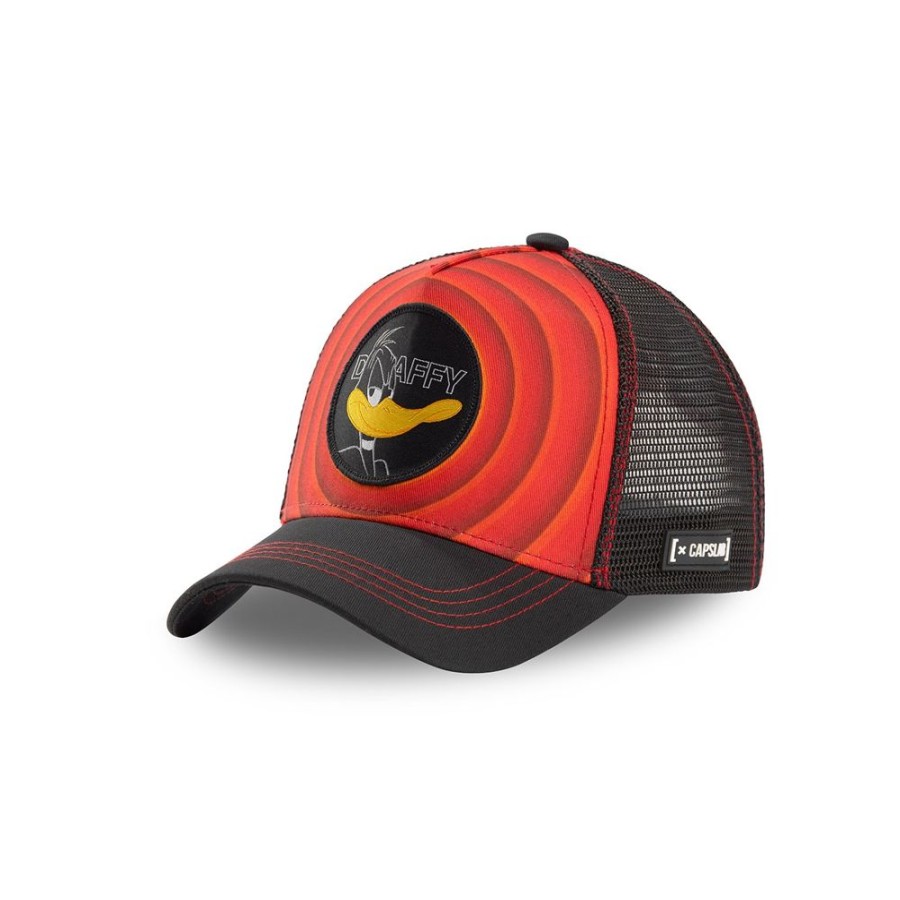 Casquettes CAPSLAB | Casquette Trucker Looney Tunes Daffy Duck Snapback Rouge Capslab