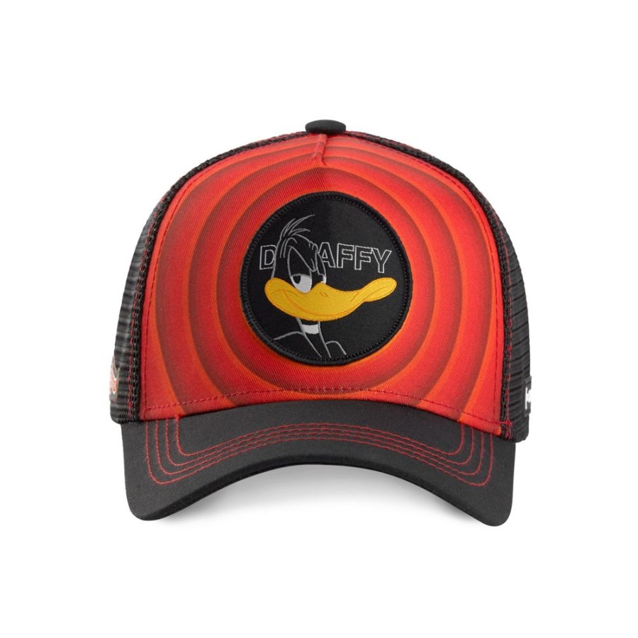 Casquettes CAPSLAB | Casquette Trucker Looney Tunes Daffy Duck Snapback Rouge Capslab