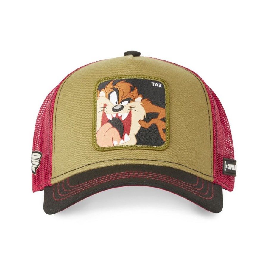 Casquettes CAPSLAB | Casquette Trucker Looney Tunes Taz Snapback Marron Capslab