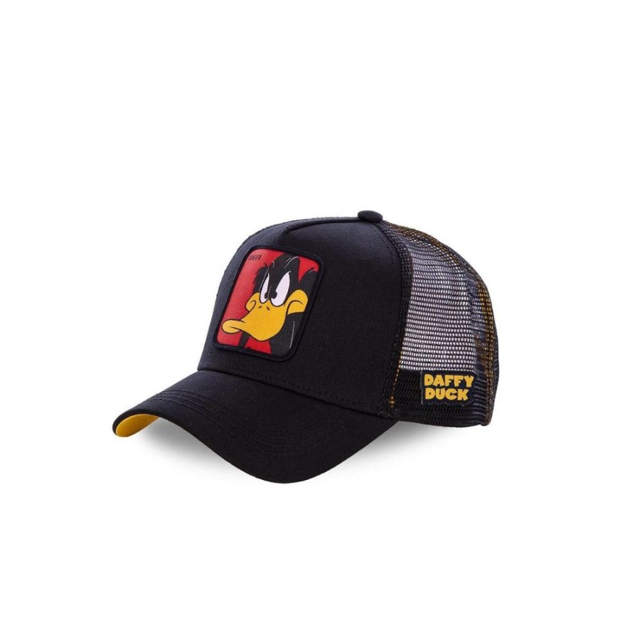 Casquettes CAPSLAB | Casquette Trucker Looney Tunes Daffy Duck Snapback Noir Capslab