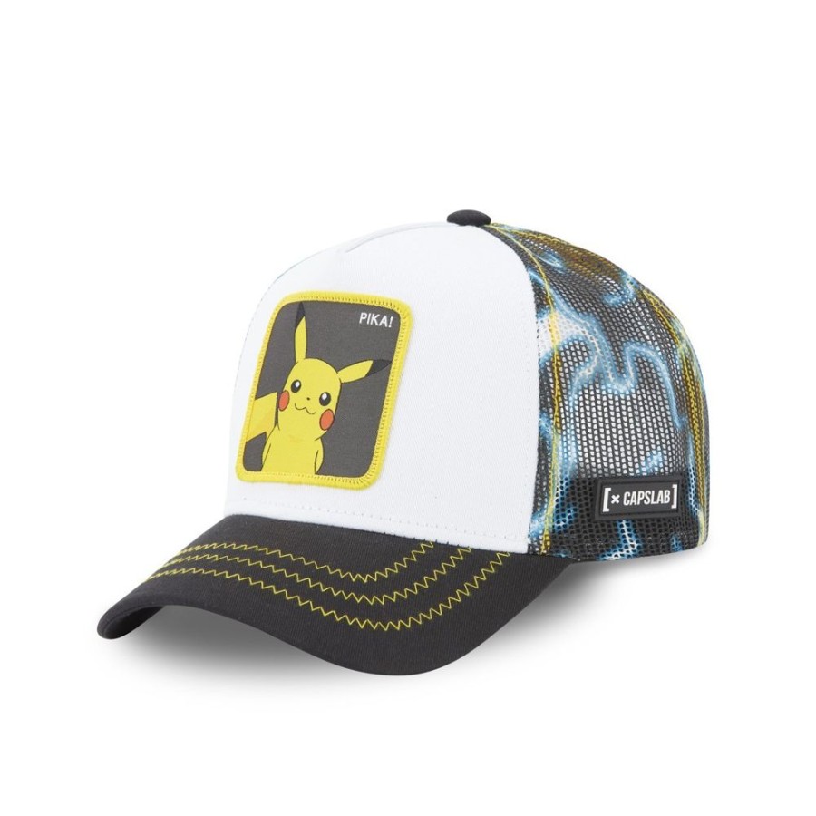 Casquettes CAPSLAB | Casquette Trucker Pokemon Pikachu Snapback Blanc Capslab